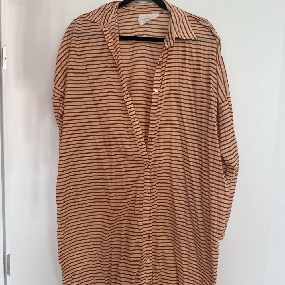 Acacia Swimwear Tan and White Striped Top - Picture 2 of 3